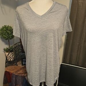 Dri-fit Gray Striped V-Neck Tee
